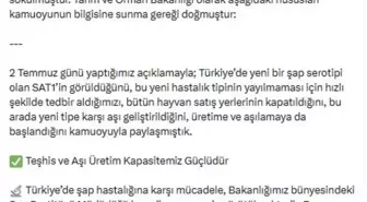 Tarım Bakanlığı'ndan Hayvan Sağlığı Açıklaması
