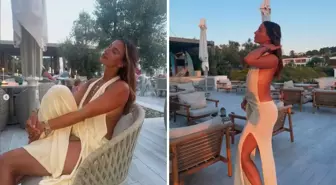 Ünlü oyuncu Yunanistan tatilinde giydiği yırtmaçlı elbise ile ağızları açık bıraktı