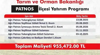 Patnos ilçesine 955 milyon TL'lik tarımsal kalkınma yatırımı
