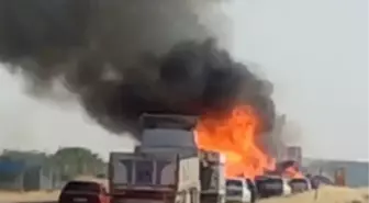 Ceylanpınar'da TIR Yangını, Araç Küle Döndü