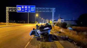 Çorum'da Otomobil Tırın Sıkıştırması Sonucu Takla Attı, 1 Yaralı