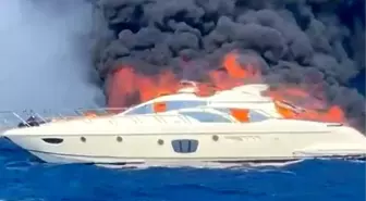 Bodrum'da Lüks Motoryat Yangını: 2 Milyon Dolarlık Yat Tamamen Yanarak Battı