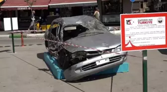 15 Temmuz gecesi tankın ezdiği otomobil Kırklareli'nde sergileniyor