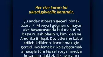ABD Büyükelçiliği'nden Vize Başvurularında Sosyal Medya Düzenlemesi