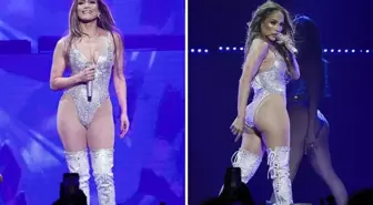 Jennifer Lopez, cesur sahne kıyafetiyle Madrid'i salladı