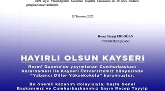 Kayseri'ye Yabancı Diller Yüksekokulu müjdesi