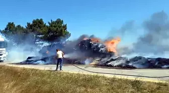 Traktör Römorkunda Çıkan Yangın Biçilmiş Tarlaya Sıçradı