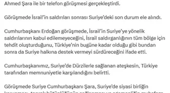 Erdoğan ve Şara'dan Suriye Üzerine Telifif Görüşme