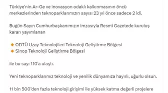 Türkiye'deki Teknopark Sayısı 110'a Ulaştı