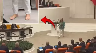 CHP'li Semra Dinçer Meclis kürsüsüne çıplak ayakla çıktı