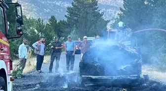 Beypazarı'nda Saman Yüklü Römorkta Yangın Çıktı