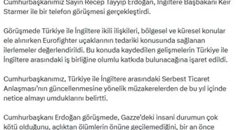 Cumhurbaşkanı Erdoğan, İngiltere Başbakanı Starmer ile telefon görüşmesi yaptı