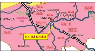 Sivas Kangal'da Yüksek Gerilim Kablusu Koptu, Trafik Kapandı