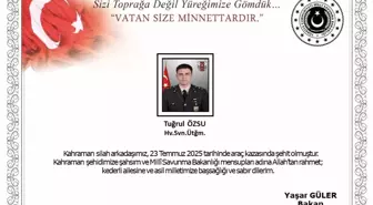 MSB'den Şehit Açıklaması: Hava Savunma Üsteğmen Tuğrul Özsu Şehit Oldu
