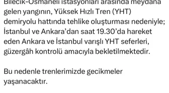 Osmaneli'ndeki Orman Yangını, Hızlı Tren Seferlerini Aksattı