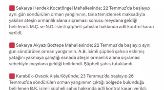 Orman Yangınlarıyla İlgili 7 Şüpheli Gözaltına Alındı