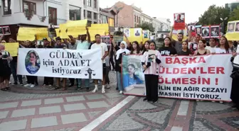 Edirne'de 30 bıçak darbesiyle öldürülen Gülden Coni için yürüyüş