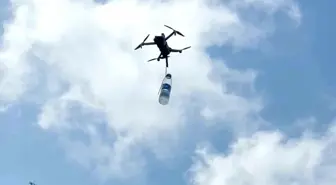 Rize'de Dron ile Çay Bahçesine Soğuk Su Taşıma Yöntemi