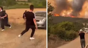 Bursa'da yangın yerleşim yerlerine sıçradı! İşte vatandaşların alevlerden kaçtığı anlar