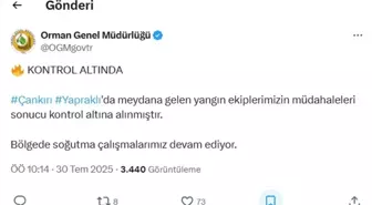 Çankırı'da Orman Yangını Kontrol Altına Alındı