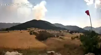 Çankırı ve Kastamonu Sınırındaki Orman Yangını Güvenlik Kamerasında