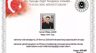 Edirne'de askeri araç kazasında şehit olan asker için taziye mesajları