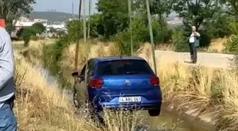 Bolu'da otomobil sulama kanalına uçtu