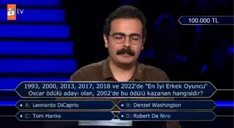 1993, 2000, 2013, 2017, 2018 ve 2022'de 'En İyi Erkek Oyuncu' Oscar ödülü adayı olan, 2002'de bu ödülü kazanan hangisidir?