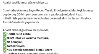 Adalet Bakanlığı 5 Bin Personel Alımı Yapacak