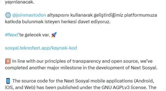 NEXT Sosyal Uygulamaları Açık Kaynağa Dönüştü