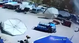 Rüzgar, Hamile Kadın ve Çocuğun Üzerine Pazar Şemsiyesi Düşürdü