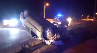 Isparta'da Yol Çalışması Sonrası Takla Atan Araçta Sürücü Yaralandı