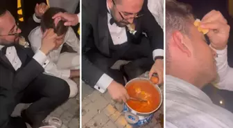Damadın menemen şovu: Yumurtayı arkadaşının kafasında kırdı