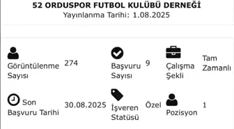 52 Orduspor'un İŞKUR Üzerinden Futbolcu İlanı Sosyal Medyada Gündem Oldu