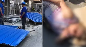 Rüzgarda savrulan demir pano, kadına çarptı