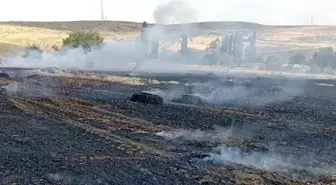 Tokat'ta Balya Makinesinden Yangın: Arazi ve Saman Balyaları Kül Oldu