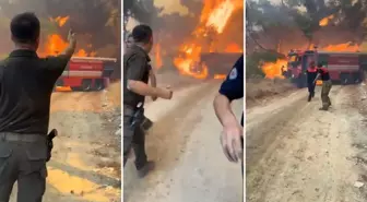 Çanakkale'deki orman yangınında itfaiye ekibi alevlerin arasında kaldı: Eyvah, kaç kaç