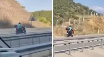 Ters şeritte kilometrelerce giden motosikleti kameralar böyle kaydetti