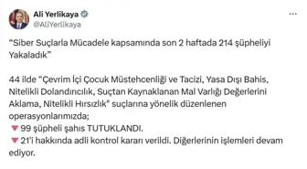 Siber Suçlarla Mücadelede Büyük Operasyon: 214 Gözaltı, 99 Tutuklama