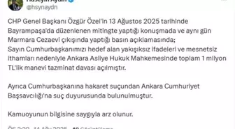 Cumhurbaşkanı Erdoğan, CHP Lideri Özgür Özel'e 1 Milyon TL'lik Tazminat Davası Açtı