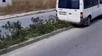 Kapaklı'da Kontrolden Çıkan Minibüs Ağaç ve Aydınlatma Direğini Devrildi