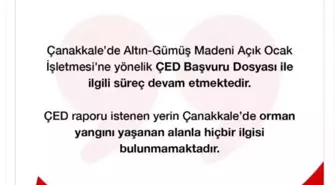 Bakanlık: Çanakkale'deki Maden Projesi Yangınlarla İlgili Değil