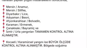 7 İl'deki Yangınlar Kontrol Altına Alındı