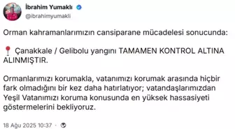 Bakan Yumaklı: Yangın Tamamen Kontrol Altına Alındı