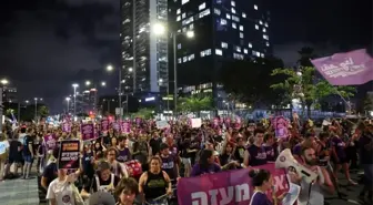 Tel Aviv'de Rehinelerin Serbest Bırakılması İçin Protesto Gösterisi