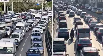 İntihar için üst geçide çıktı, E-5'i kilitledi