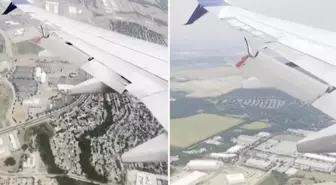 Yolcu uçağının kanadındaki flap havada kısmen koptu