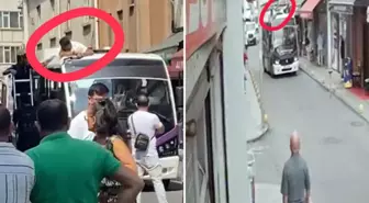 Sokaktaki kamerayı tamir ederken, dolmuşun üzerine düştü