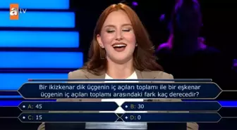 Bir ikizkenar dik üçgenin iç açıları toplamı ile bir eşkenar üçgenin iç açıları toplamı arasındaki fark kaç derecedir?