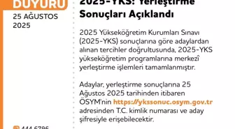 2025 YKS Yerleştirme Sonuçları Açıklandı